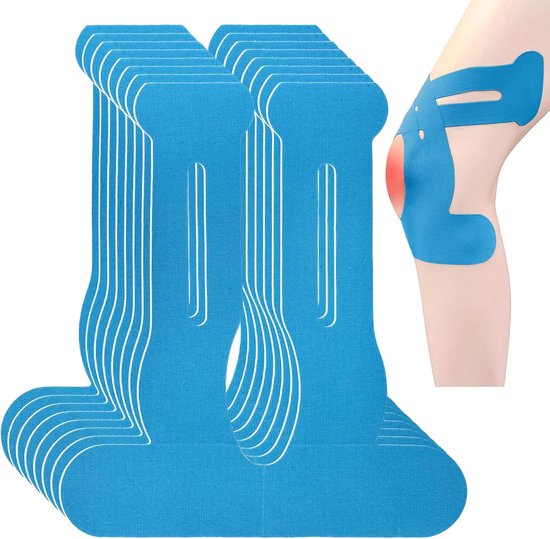 Set Mit 8 Vorgeschnittenen Kinesiologie-bändern Für Das Knie, Elastisches Und Wasserfestes Sportpflaster, Geeignet Zur Linderung Von Knieschmerzen (blau)