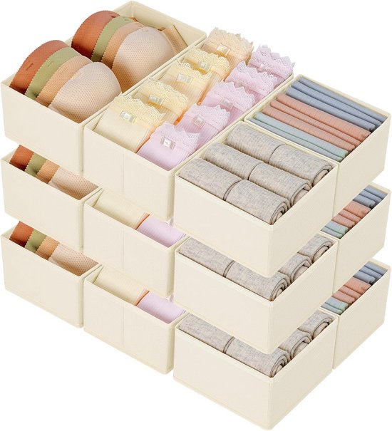Sockenschubladen-organizer – 24 Fächer – Grau – 30 X 30 X 9 Cm – 2er-pack