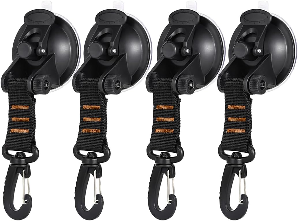4er-pack Orangefarbene Saugnapf-befestigungsgurte Für Auto-seitenzelte, Gepäckhaken