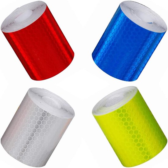 4 Rollen Mehrfarbiges, Reflektierendes Sicherheitswarnband (5 Cm X 3 M)