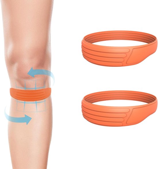 Silikon-kniebandage Mit Patellaunterstützung – Stabil, Rutschfest, Extra Breit – Hochwertiges Silikon, Leicht Zu Reinigen – Orange – 2 Stück