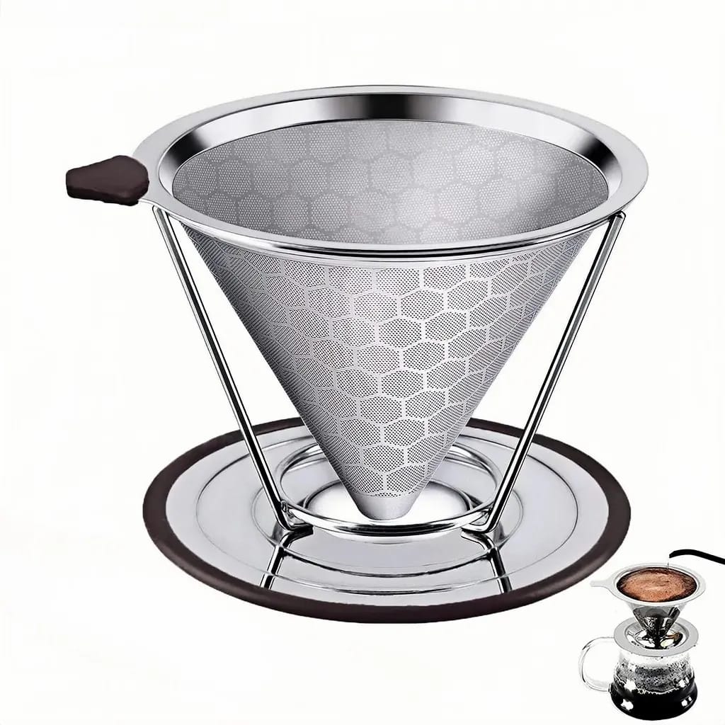 Kaffeefilter Aus Edelstahl, Papierloser Kaffeefilter, Geeignet Für Die Zubereitung Von Handgemachtem Kaffee, Leicht Zu Reinigen, Mit Rutschfestem Griff.