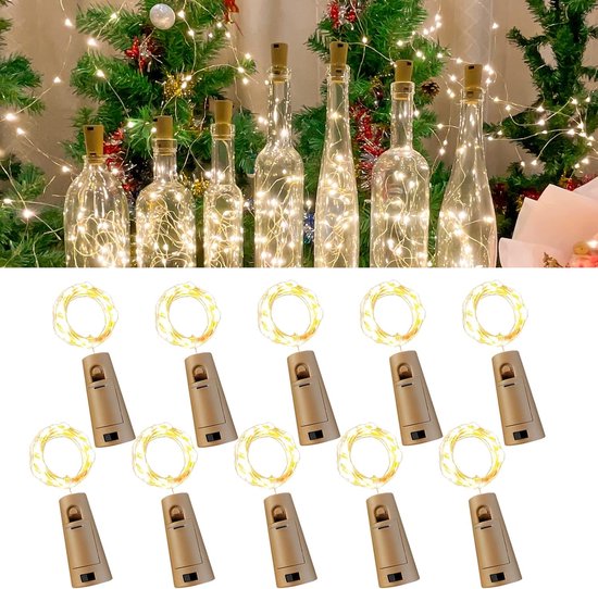 10er-pack Solar-led-lichterkette In Korkenform Für Weinflaschen – 2 M