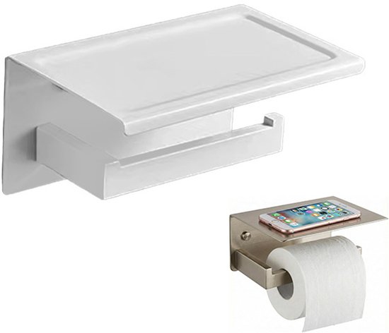 Toilettenpapierhalter Mit Ablage Und Perforation, Stehende Aufbewahrungsbox, Hohe Tragkraft Für Bad Und Küche – Weiß