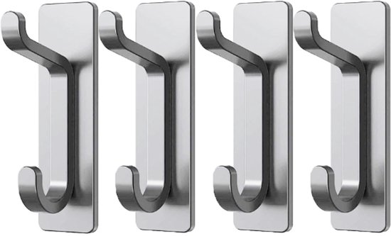 4-teiliges Set Wandhaken Aus Edelstahl (gebürstetes Silber, 8,5 X 3 X 3,5 Cm), Handtuch- Und Kleiderhaken Für Küche Und Bad.