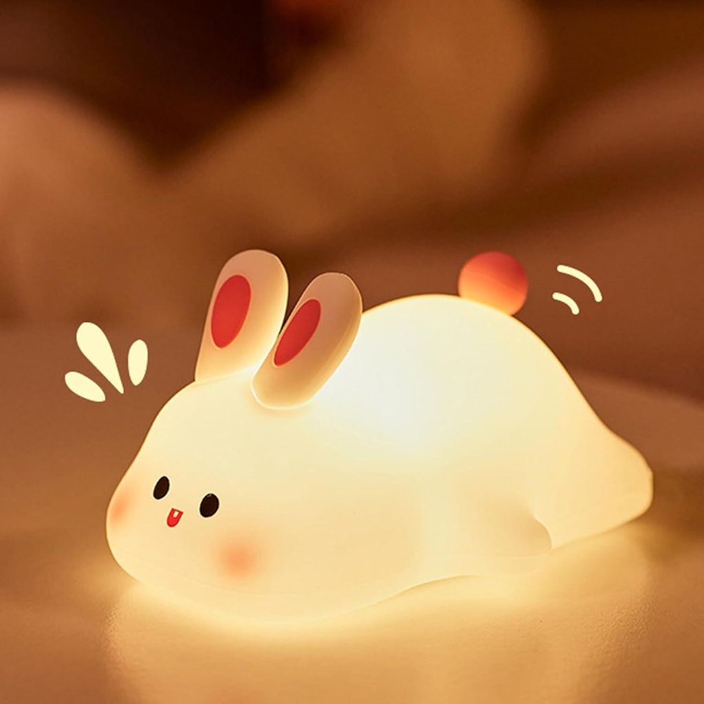 Nachtlicht Für Kinder, Stilllicht, Hasen-nachttischlampe Aus Silikon, Led-touch, Usb-aufladbar, Kinderzimmer-nachtlicht In Hasenform
