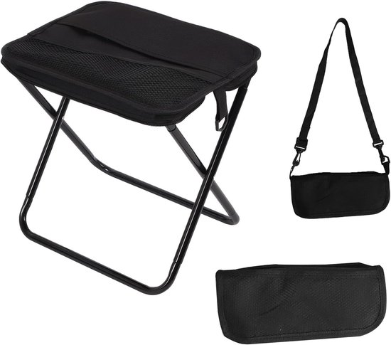 35. Leichter Klappstuhl Mit Schultergurt, Tragbarer Campingstuhl Für Drinnen Und Draußen, Geeignet Zum Angeln, Picknicken Und Campen, Schwarz.