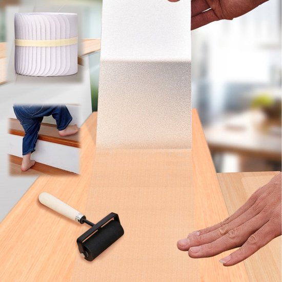 15-teiliges Anti-rutsch-treppenstufen-set – Inklusive Rolle – Vorgeschnittene, Transparente Und Wasserfeste Streifen – Starke Haftung – Für Boden/badezimmer – 15 X 81 Cm