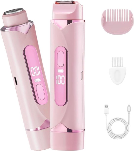 2-in-1 Wiederaufladbarer Elektrorasierer Für Frauen – Für Gesicht Und Körper