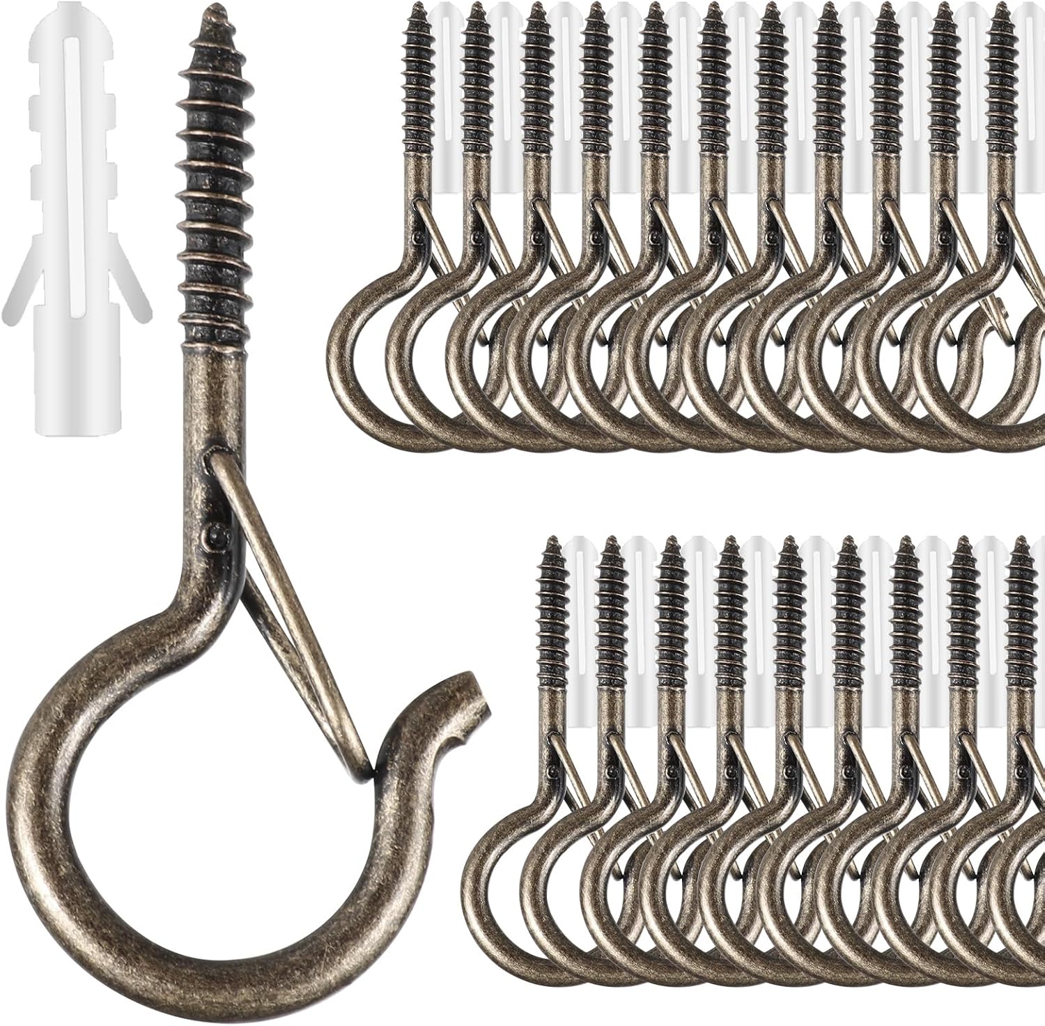25 Schraubhaken Für Lichterketten Im Außenbereich, Drehbare Hängekorbhaken, Terrassenleuchtenhaken, Blumentopfhaken, Sicherheitsverschluss, Wand- Und Deckenmontage, Bronze