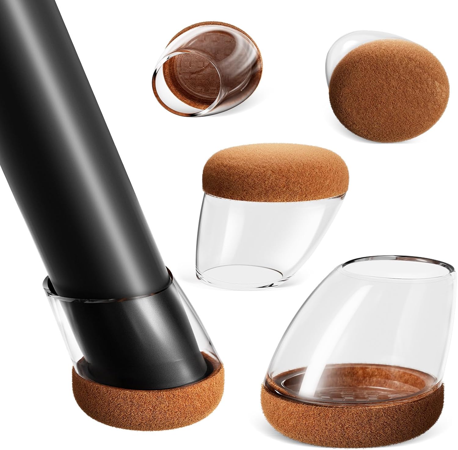 Stuhlbeinschoner, 16er-packung, Silikonbeschichtete Filzgleiter, Geeignet Für Massivholzböden, Neigung Der Stuhlbeine (15°-25°).