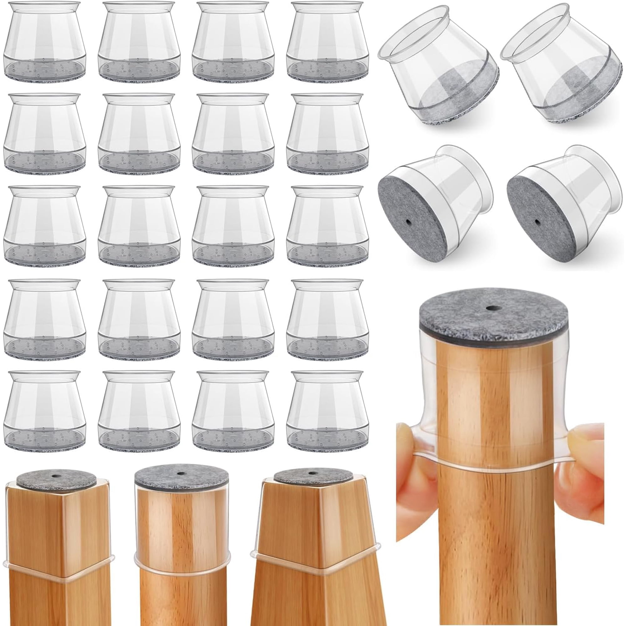 24er-packung Quadratische Silikonfilz-stuhlbeinschoner Für Hartholzböden (1-1/16 Bis 1-5/8 Zoll)