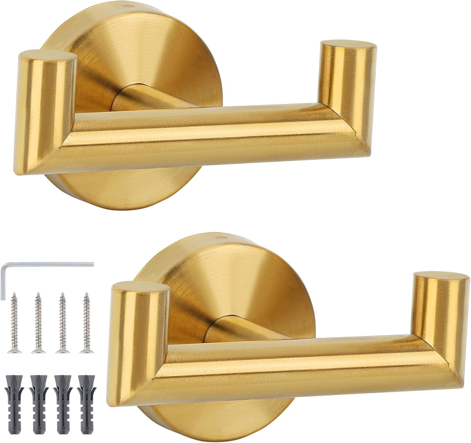 Badhaken, 2er-pack Küchenhandtuchhaken, Wandhaken Mit Schrauben, Edelstahlhaken, Wandhandtuchhalter, Haushaltshaken Und Haken (gold).