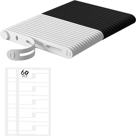 Kabelbinder, 30 Stück, Kabelorganisator, Kabelbinder-schnallen, Silikon, Kabelaufwickler, Abnehmbar, Elastisch, Wiederverwendbar, Für Stromversorgung, 80 X 12 Mm, Schwarz + Weiß