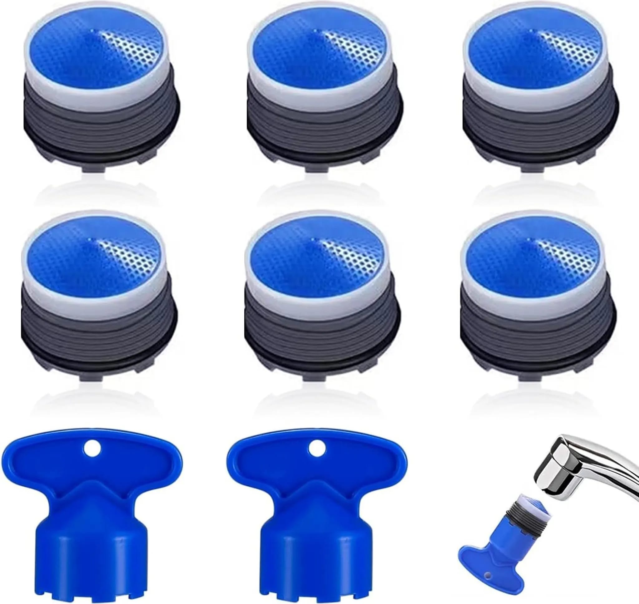 6-facher Wasserhahn-luftsprudler, M18,5 Wasserhahnfilter, Durchflussregler, Wasserhahn-luftsprudler Mit 2 Mischdüsenschlüsseln, Für Küchenfiltration Und Wasserenthärtung.