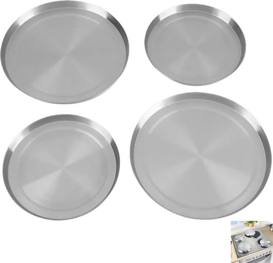 4-teiliges Set – Runde Kochfeldabdeckungen – Passend Für Standard-kochfelder – Enthält 2 X 21 Cm Und 2 X 17 Cm – Silber