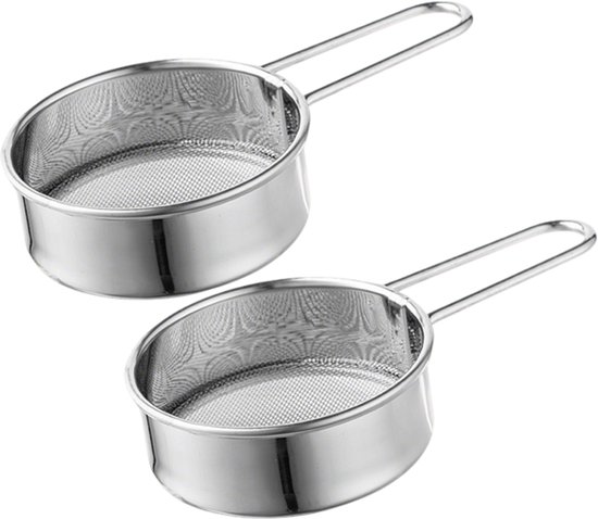 2-teiliges Mini-rundsieb Für Puderzucker, Edelstahl 304, 11,5 Cm × 6,5 Cm × 2,3 Cm, Für Mehl, Matcha Und Backwaren – Silber