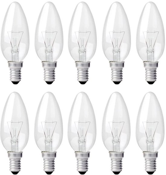 40-w-e14-kerzenbirne, Klar, Dimmbar, Warmweiß (2700 K), 400 Lumen, Flammenbirne, E14-edison-schraubfassung, 10er-pack