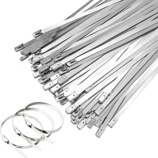 100er-packung 300x4,6 Mm Silberne, Wiederverwendbare, Selbstverriegelnde Kabelbinder Aus Edelstahl