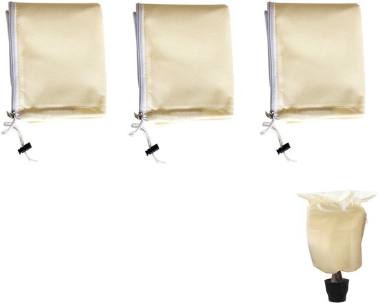 3-teilige Winterschutzhülle Für Pflanzen, 80 X 60 Cm, Mit Reißverschluss Und Kordelzug Einfach Zu Verwenden Schützt Wachsende Pflanzen – Ideal Für Den Garten – Beige