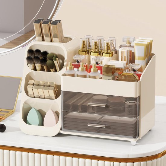 Großer Organizer Für Creme-make-up Auf Dem Schminktisch, Präsentationsständer Für Hautpflegeprodukte Und Parfums Mit Schubladen Und Pinselhalter