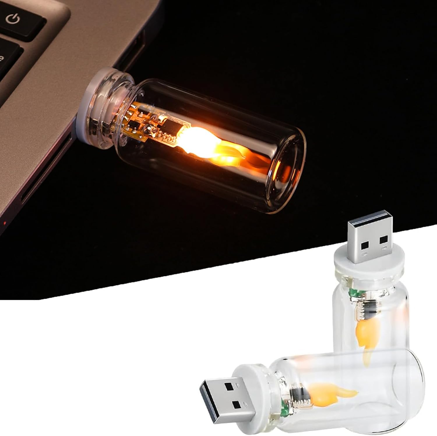 Usb-led-flammenleuchten, Mini-auto-stimmungsleuchten Mit Fernbedienung Und Timer, Mini-retro-glas-stimmungsleuchten Für Auto, Zuhause Und Camping
