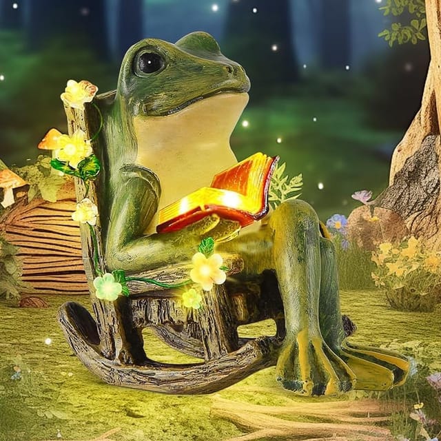 Solar-Froschstatue, Solar-Frosch-Gartendekoration, lustige Froschstatue, IP65 wasserdicht, Tierstatue für Teich, Rasen, Zuhause, Geschenk für