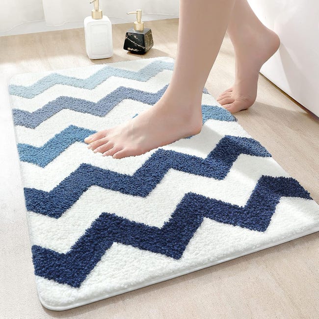 40 X 60 Cm, Blaue Rutschfeste Badezimmermatte, Weiche Mikrofaser-duschmatte, Maschinenwaschbar.