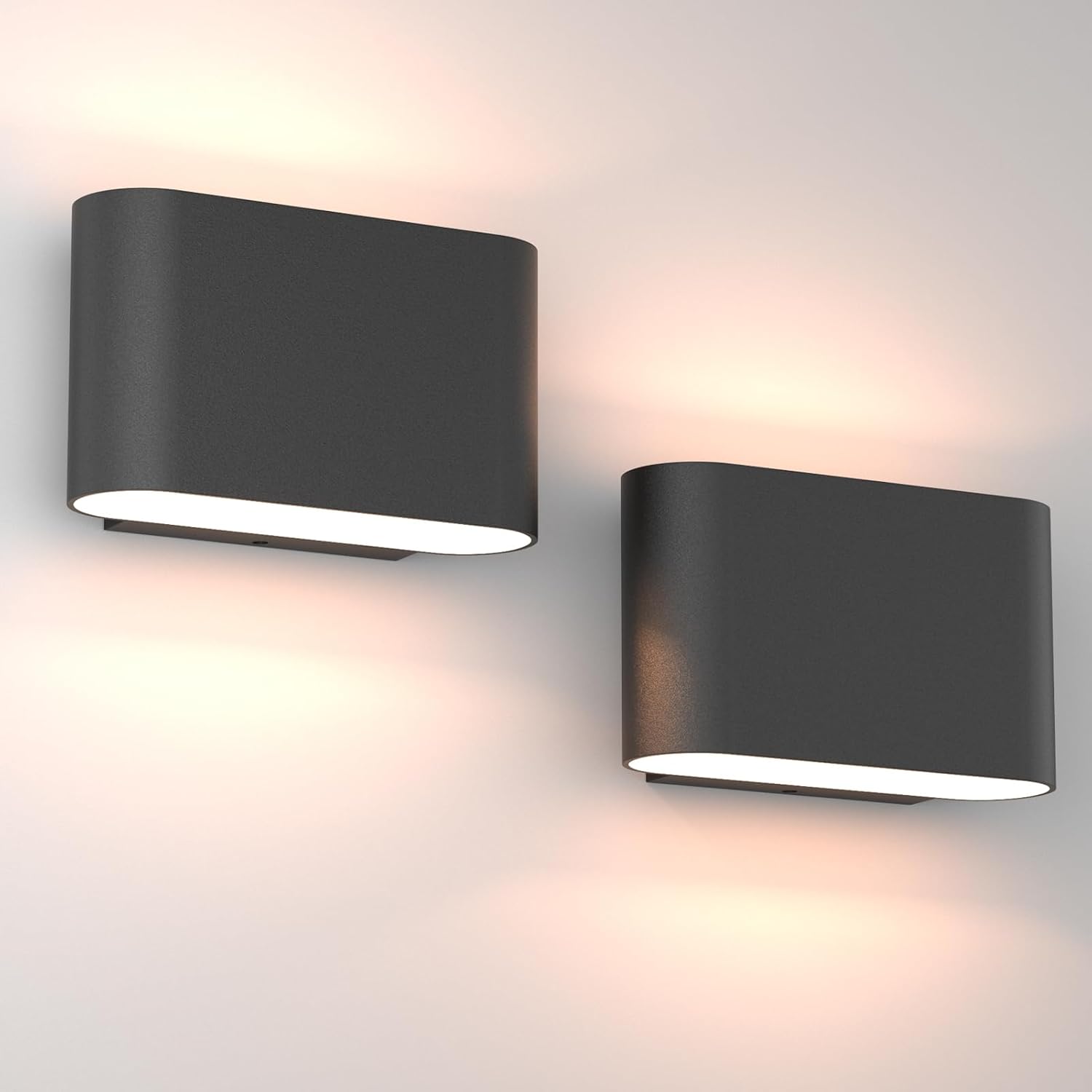 Schwarzes, Modernes Led-wandlampen-set (2er-pack) Für Den Innenbereich, Festverdrahtung