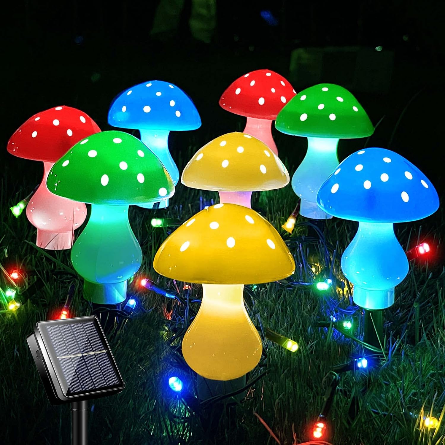 8er-pack Solar-lichterkette In Pilzform, Wasserdichte Gartenbeleuchtung Für Terrasse Und Terrasse