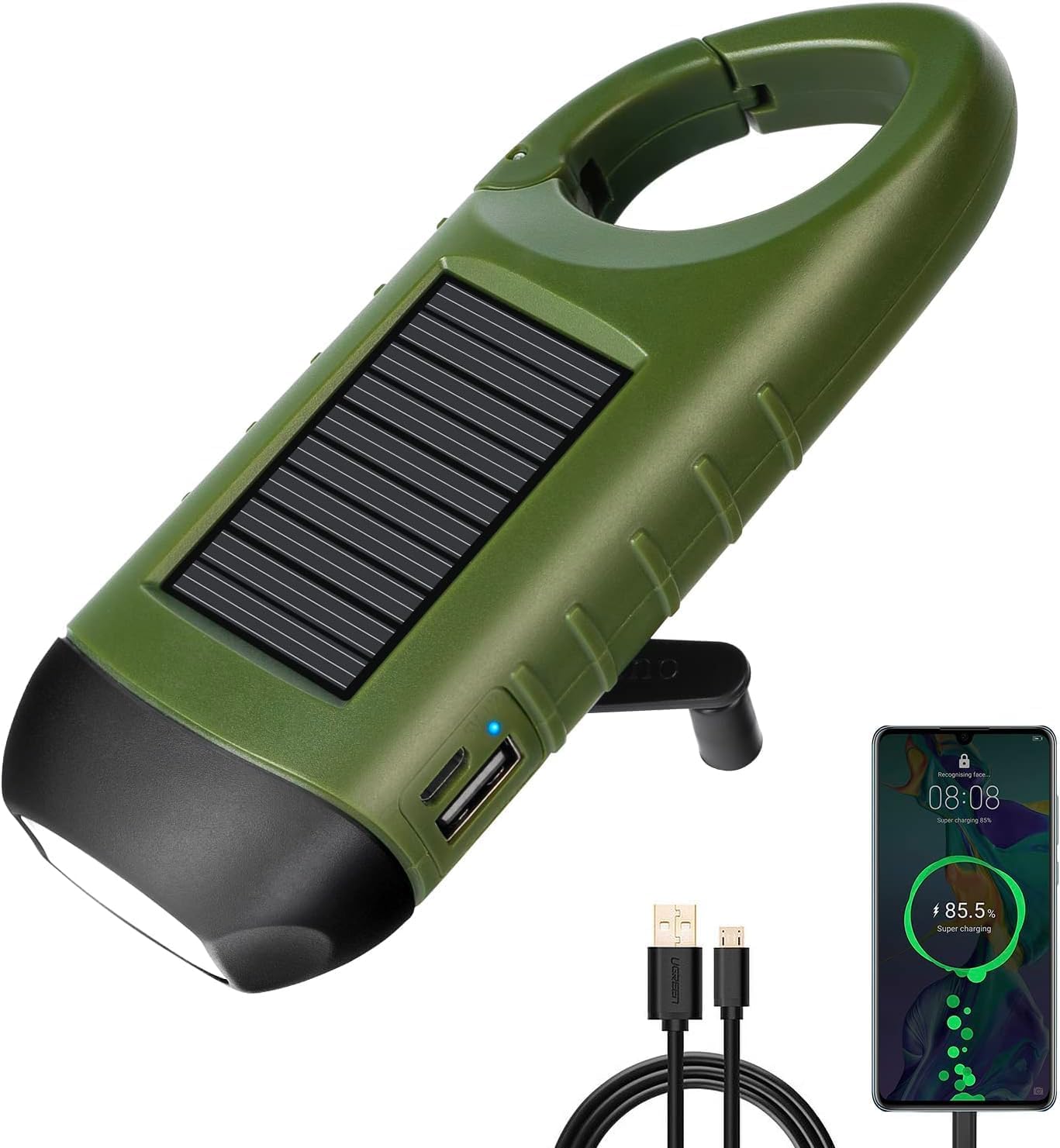 Manuelle, Solarbetriebene Taschenlampen, Kompakte, Wiederaufladbare Usb-taschenlampe Mit Led-licht, Überlebenstaschenlampe, Schnellwechsel-dynamo