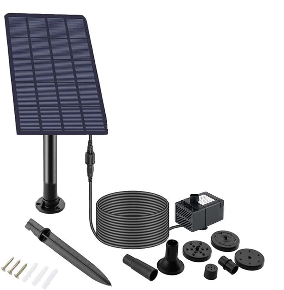 Solarbetriebene Springbrunnenpumpe Mit 5 Düsen, Geeignet Für Außenanwendungen Wie Vogeltränken, Gartenteiche, Pools Und Aquarien.