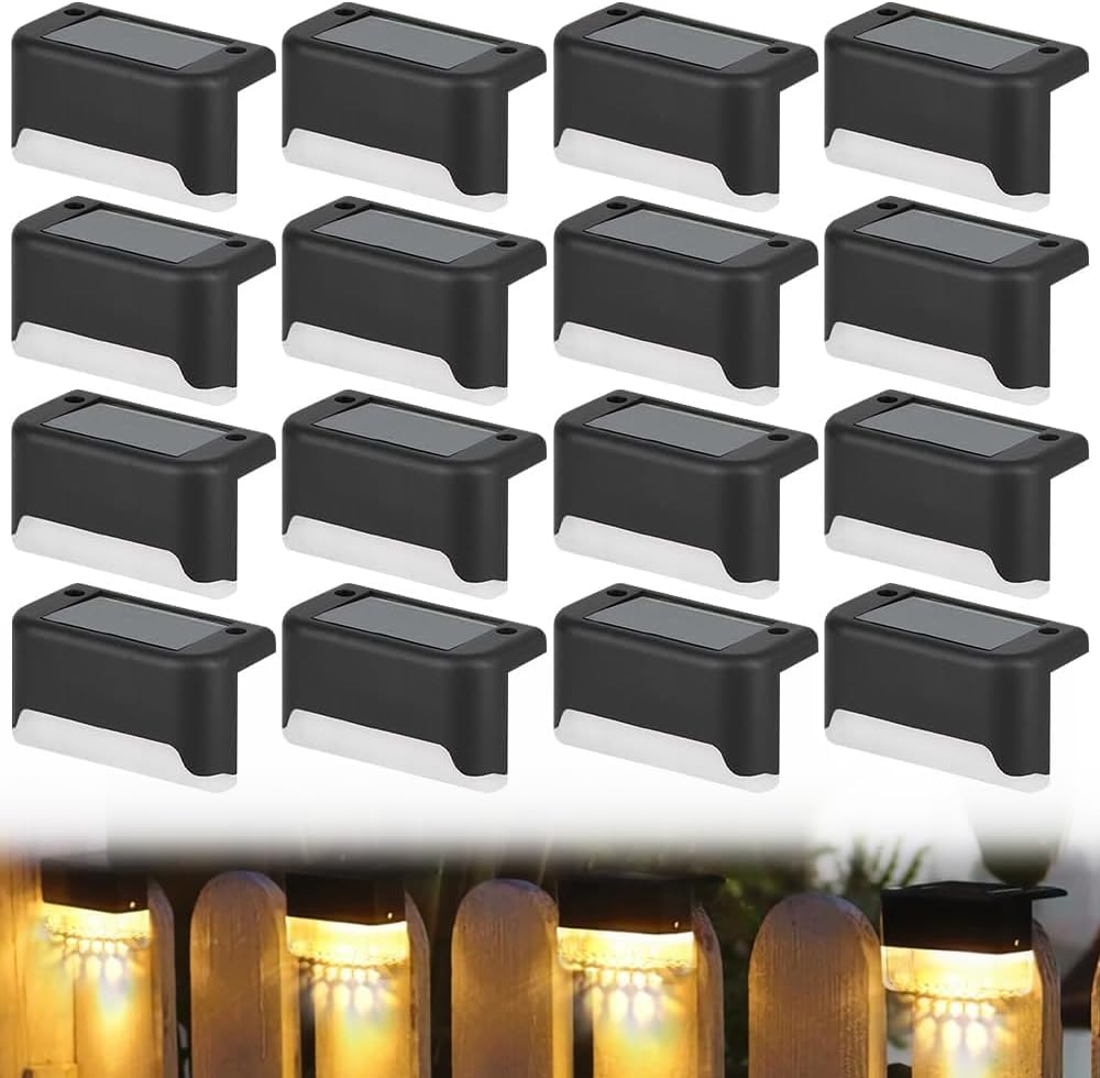 Set Mit 16 Solar-außenleuchten, Solar-außenleuchten, Led-beleuchtung, Solar-treppenleuchten, Ip65 Wasserdicht, Dekoration Für Balkon, Zaun, Treppe, Wand