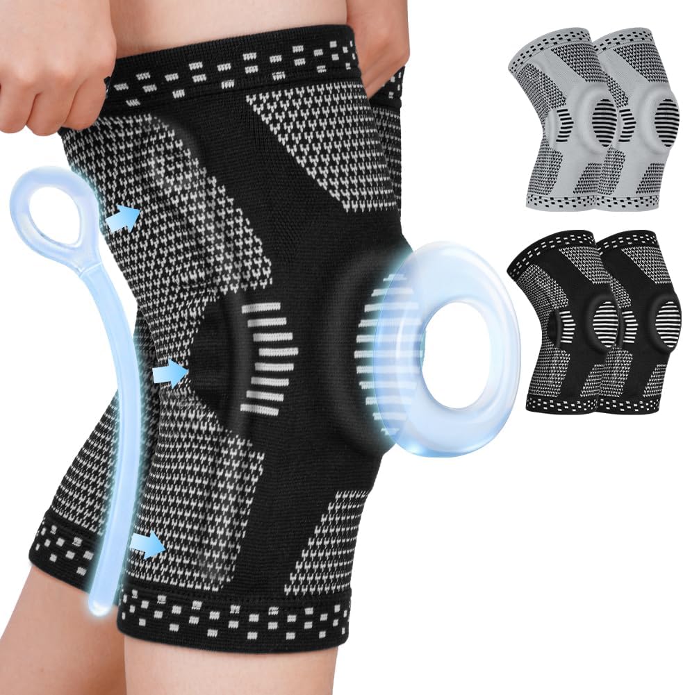 Unisex-kniebandage Mit Gelpolster Für Die Kniescheibe Und Seitlicher Stabilisierung. Verstellbar Und Geeignet Für Laufen, Fitness Und Andere Sportarten. (schwarz, Größe L)