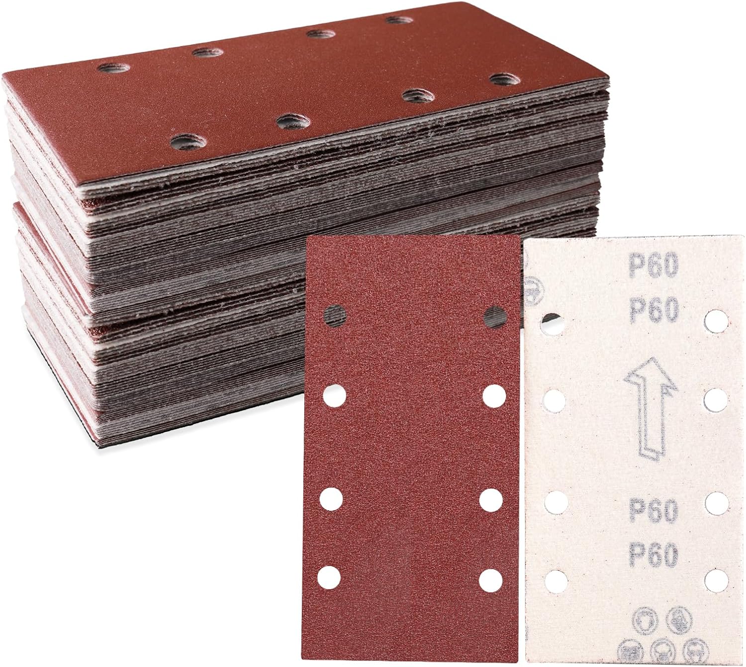 30-teiliges Schleifblattset, 93 X 185 Mm, Körnung 60, 8 Löcher, Diverses Zubehör Und Materialien Für Exzenterschleifer