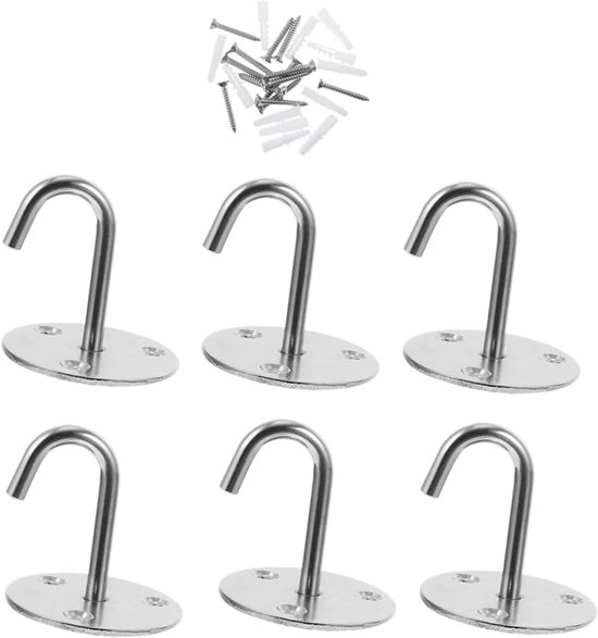 Hängehaken Mit Montageplatten – 6er-pack – Edelstahl – Runde Haken Für Trockenbauwände Und Wände – Geeignet Für Kronleuchter Und Inneneinrichtung