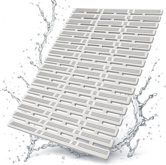 40 X 68 Cm, Rutschfeste Duschmatte Mit Saugnäpfen Und Abflusslöchern, Geeignet Für Badewanne Und Duschwanne, Weiß Und Grau