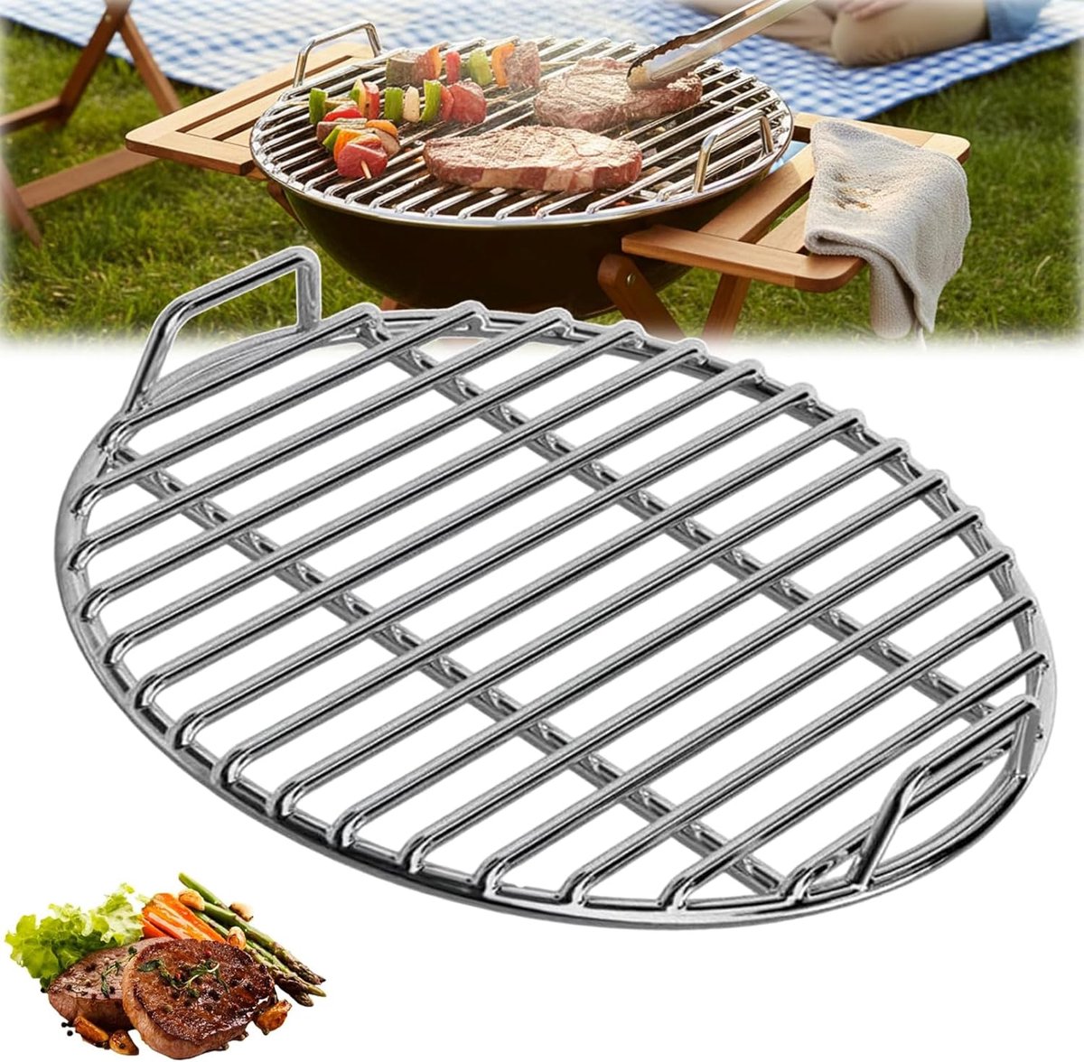 Roestvrij Stalen Bbq Rooster Ø28 Cm - Bovenrooster - Bbq Rooster Rond - Barbecuerooster Rvs - Duurzaam & Hittebestendig Grillrooster - Vervangingsro