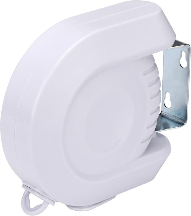 FORA 12 m ausziehbare und einziehbare Wäscheleine – 180° drehbar, 15 kg Tragkraft, Gehäuse aus ABS und PVC, Wandmontage, 16,5 × 16 × 6 cm, Weiß
