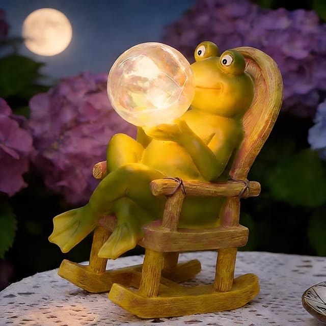 Solar-Froschfigur, Solar-Gartenfrosch-Dekoration für den Außenbereich, mit LED-Beleuchtung, ideales Einzugsgeschenk