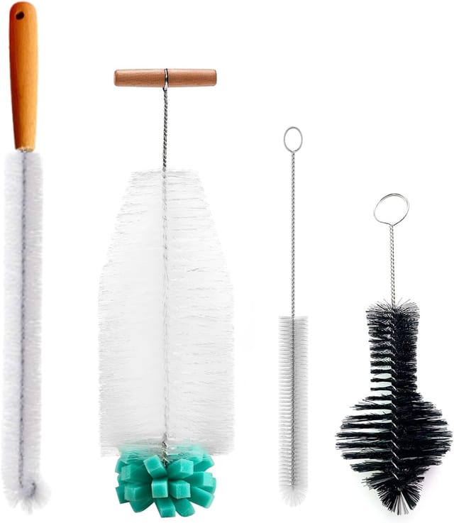 Set mit 4 Babyflaschenbürsten – Flaschenbürste mit langem Griff, multifunktionale Flaschenbürste für schmale Flaschen, Strohhalme, Babyflaschen und