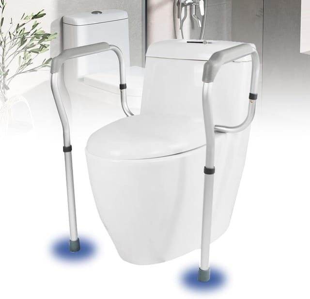 Toiletten-Sicherheitsrahmen, verstellbarer Toiletten-Sicherheitsrahmen, Toilettenerhöhung für Erwachsene mit Armlehne, verstärkter Toilettenrahmen