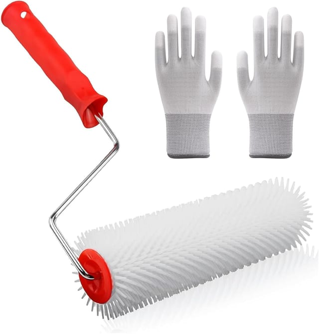 Nivellierwalze, 23 cm Harz-Nivellierwalze mit Handschuhen, Nivellierwalze zur Bodenbelüftung und Farbentfernung - Spülwalze für die Belüftung von