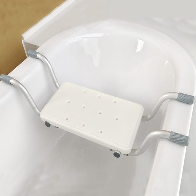 Badewannensitz, Seniorensitz, Duschsitz, Duschbank für Badewanne, ausziehbare Badewannenauflage (72–82 cm), Belastbarkeit 136 kg, Badewannensitz, Weiß
