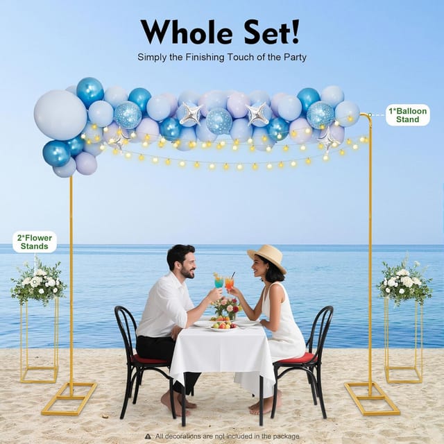 2 x 2 m Metall Hochzeitsbogen, Traubogen, Traubogen Hochzeit mit 2 Stück 80 Hoch Blumenständer, Kann Diy-Dekoration für Hochzeiten, Jubiläen,