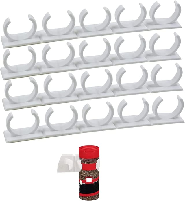 Küchengewürzorganizer, wandmontierte Gewürzgläser mit Ablage, originelle Wandhalterung für Schränke, weiß, 4 Schubladen - 20 Halter