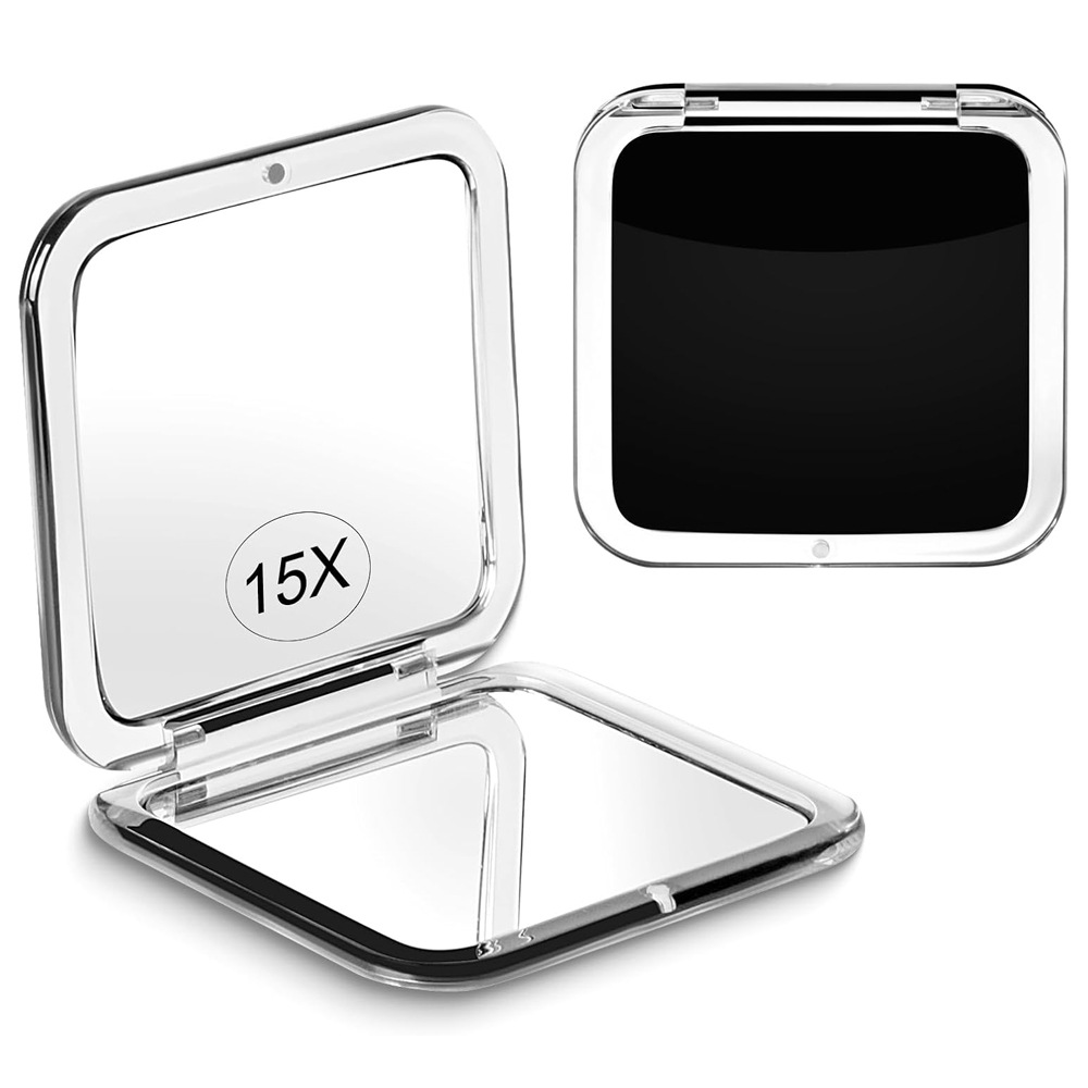 Faltbarer Quadratischer Schminkspiegel, Eleganter Und Kompakter 15x Vergrößerungsspiegel Für Touch-ups, Kleines Tragbares Modell-lsw