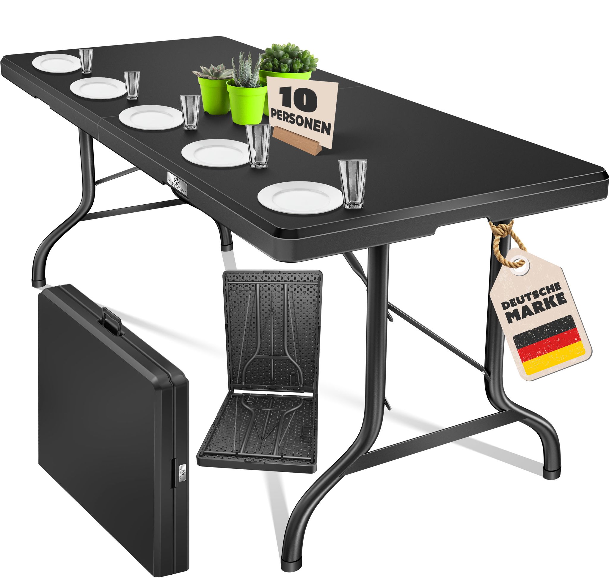 Kesser® Buffettisch Tisch Klappbar Kunststoff 220x68 Cm Campingtisch Partytisch Klapptisch Gartentisch Für Garten Terrasse Und Balkon Zusammenklappbar Anthrazit