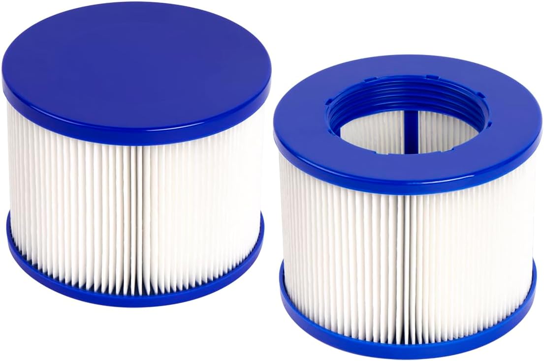 2er-pack Infinite Schraubfilterkartuschen Für Spas, 75 X 100 Mm, Schraubfilter Für Gymax Whirlpools, Blau-weiß