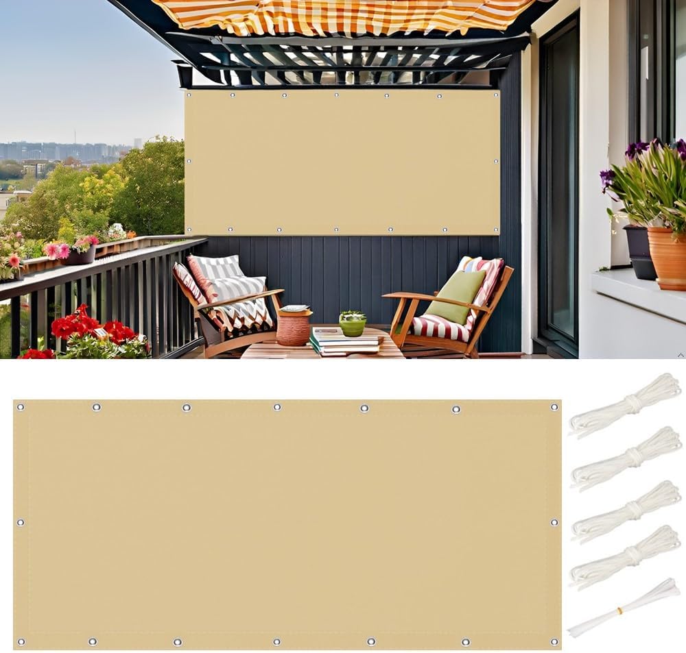 Rechteckiges, Wasserdichtes Sonnensegel (1,5 X 3 M), Sonnenschutz Für Garten, Balkon, Terrasse Und Balkon, Uv-schutz, Mit Ösen Und Kordeln, Sandbeige
